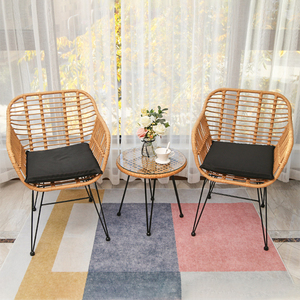 Muebles de Exterior Tradicionales, Silla de Jardín de Mimbre y Ratán, Silla con Brazos y Estructura Metálica de Alta Calidad para Restaurante - Product Image 4