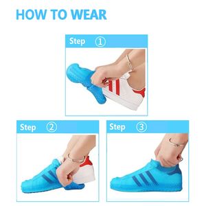 Protège-chaussures imperméables en silicone pour bottes de pluie, antidérapants, pliables et réutilisables, anti-sable, pour l'extérieur sous la pluie - Product Image 5