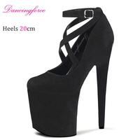 Escarpins de mariée à talons aiguilles de 20 cm de haute qualité, à brides croisées, sexy, pour boîte de nuit, talons fins, chaussures à plateforme pour femmes