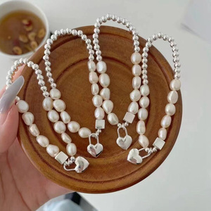 สร้อยข้อมือเงินแท้ S925 ประดับมุกบาโรกทรงหัวใจ สำหรับผู้หญิง ของขวัญ เครื่องประดับ - Product Image 3