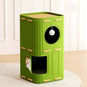 Akoestisch geluidsabsorberende, afgesloten kattenhuis, binnen, groen, kattenklimrek, nest, kattenbed - Product Image 4