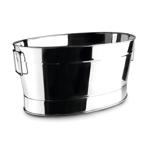 Secchiello ovale per ghiaccio in acciaio inox con manici per feste ed eventi - Product Image 1