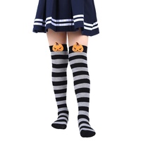 Chaussettes d'Halloween respirantes pour enfants, longueur genou, à rayures de dessin animé 3D, pour fête
