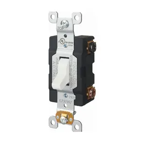 20A 120V-277V Interruptor de luz de palanca de doble Polo Interruptor de pared con cable lateral Solo color blanco/negro
