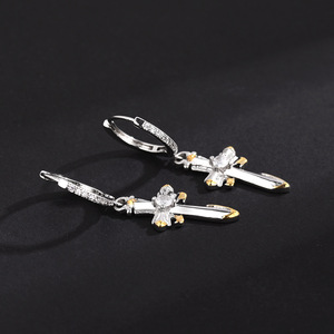 Cross Hoop Earrings Zinc Alloy Claw Setting Geometric Dangle Earrings For Men And Women Trendy Hip Hop Accessories - Product Image 3