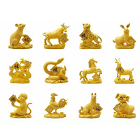 Décoration de maison en métal de luxe Chine Fengshui douze ornements plaqués or du zodiaque artisanat