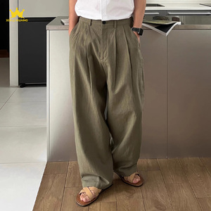 <span class=keywords><strong>Pantaloni</strong></span> Casual <span class=keywords><strong>in</strong></span> <span class=keywords><strong>lino</strong></span> da uomo-<span class=keywords><strong>pantaloni</strong></span> eleganti e <span class=keywords><strong>larghi</strong></span> a pieghe doppie <span class=keywords><strong>in</strong></span> misto cotone-<span class=keywords><strong>lino</strong></span> - Product Image 3
