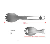 Fourchette et cuillère en titane pur, vaisselle pliante de camping, légère, respectueuse de l'environnement