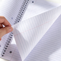 Carnet spirale personnalisé 1 matière, couverture en tissu PP, 70 feuilles lignées perforées détachables, perforation 3 trous, pour usage professionnel et scolaire