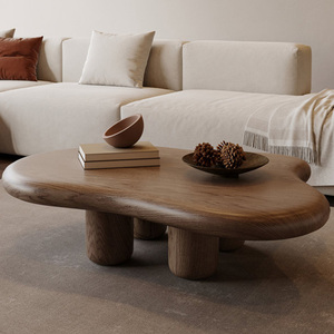 Nuovo Tavolino da Caffè in Stile Europeo per Soggiorno, Irregolare, in Legno Massello Marrone, Design Creativo a Forma di Nuvola - Product Image 3