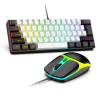 Clavier de jeu professionnel 60 % avec interrupteurs noirs et blancs, 61 touches, portable, rétroéclairage LED RGB mécanique