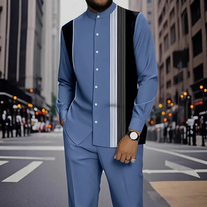Conjunto de <span class=keywords><strong>Camisa</strong></span> y Pantalones de Manga Larga con Cuello Alto, Estampado Étnico en 3D, Estilo Europeo Americano, Casual y Moderno para Hombre, Nuevo de Fábrica 2026 - Product Image 5