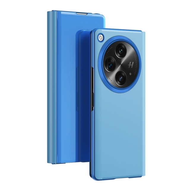 Luxury Electroplating Mirror Clear View Flip Leather Cover Smart Phone Case for OPPO Find N3 for OnePlus Open