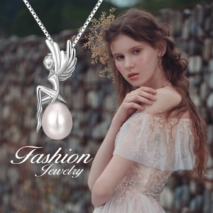 Nuevo diseño, joyería <span class=keywords><strong>de</strong></span> perlas individuales, <span class=keywords><strong>de</strong></span> Plata <span class=keywords><strong>de</strong></span> Ley 925 Ángel, collar <span class=keywords><strong>de</strong></span> montaje <span class=keywords><strong>de</strong></span> perlas <span class=keywords><strong>de</strong></span> agua dulce <span class=keywords><strong>de</strong></span> 6-8mm - Product Image 3