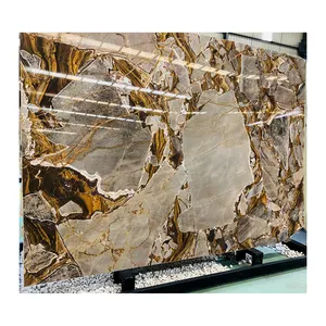 Factory Direct sale Graphic Design Natural Onyx White Gold Veins Marble Stone Slab Tiles For Background Wall Tiles Price