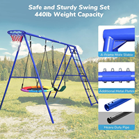 IUNNDS Ensemble de balançoires multifonctionnel pour enfants, pour jardin extérieur, avec paniers de basket, balançoire à sangle, balançoire arbre et échelle d'escalade