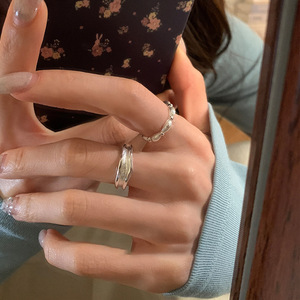 Bague en argent sterling 925 pour femme INS New Style Simple Unique Open Adjustable Ring Trendy - Product Image 2