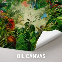 Mural de Pared Personalizado con Diseño de Selva Tropical, Lienzo al Óleo, Papel Tapiz de Selva, Decoración de Pared a Medida para Sala de Estar, Dormitorio, Hotel