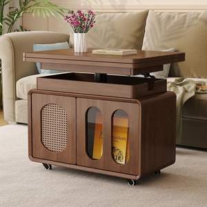 Mesa de centro Wanjulai móvil, ajustable en altura, plegable, con almacenamiento, para sala de estar, con ruedas y cajón. - Product Image 3