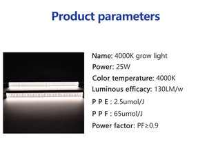 T12 LED 25W Grow Light Strip Full Spectrum 4000K Tubo de luz vegetal hidropónico con cable de interruptor para crecimiento y cultivo de plantas - Product Image 6
