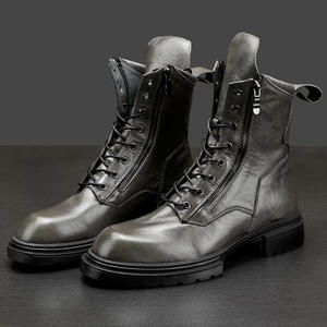 <b>Spring</b> fashion men's retro work <b>boots</b> with zippers, cowhide <b>boots</b>, hand-tied laces, outdoor motorcycle <b>boots</b> men's chukka <b>boots</b> - Product Image 1