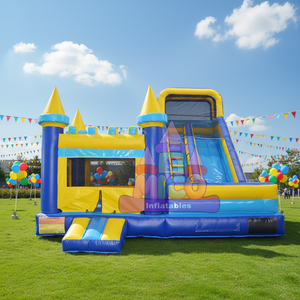 Oferta Especial: <span class=keywords><strong>Castillo</strong></span> Hinchable Clásico Azul y Amarillo, Combo Comercial de PVC con Tobogán para Alquiler en Fiestas - Product Image 1