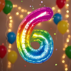 Ballon Chiffre 6 Multicolore en Aluminium 80cm pour Fête d'Anniversaire - Décoration de Fête - Product Image 2