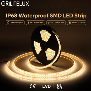 Flexible <b>LED</b> Strip 5050 RGBW 4-in-1 60LEDs/m DC12V 19.2W 50mm Cut White CRI>80 IP68 for Landscape Accents - Product Image 1