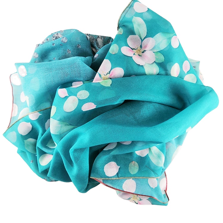 Сверхтонкий Печатный хиджаб voal для мусульман