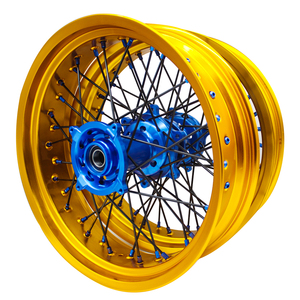 Precio de fábrica 17 pulgadas Glod Rim Blue Hub RMZ <span class=keywords><strong>DRZ</strong></span> 250 350 450 ruedas de aleación de aluminio Supermoto para motocicleta Suzuki - Product Image 2