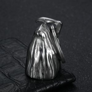 Llavero de acero inoxidable con diseño de calavera Grim Reaper para Halloween, accesorio unisex - Product Image 3