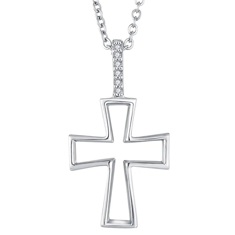 Wholesale Custom Christian Crucifix Orthodox Religious Hip Hop Plain Large Size CZ Cross Charm Pendant Charm 925 Silver Jewelry