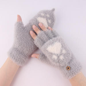 Soft Mink <strong>Gloves</strong> Cat Claw <strong>Fingerless</strong> Flip <strong>Mittens</strong> Winter Warm Wool Touchscreen <strong>Gloves</strong> Flap <strong>Cover</strong> Women Men Knitted <strong>Mitten</strong> <strong>Glove</strong> - Product Image 6