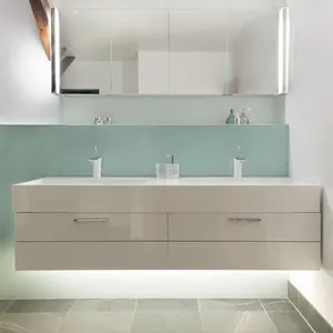 AISV-218 Sliding Glass Door Bathroom Vanity, Big Double Bath Mirror Cabinet, Foshan Vanity Manufacturer
