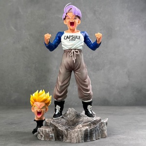 En gros Dragoned Balls Action Figure 28cm Pleurer Future Trunks Figure Super Saiyan Anime Résine Statue Figure Deux Têtes Sculpt - Product Image 3