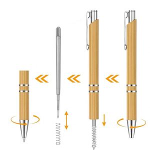 Stylo bille personnalisé en bambou naturel, écologique, double anneau, avec clip métallique argenté, idéal pour les cadeaux - Product Image 5