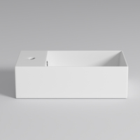 Lavabo en céramique blanc de style moderne, fabricant de céramique, lavabo de table en porcelaine, forme carrée, lavabo de salle de bain