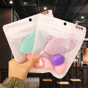 Juego de esponjas de maquillaje 123, 3 piezas, esponja natural de forma irregular, lavable para aplicación en seco y húmedo - Product Image 2