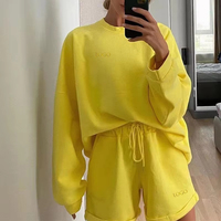 Impression de logo personnalisé, sweats à capuche décontractés surdimensionnés pour femmes, sweat-shirts et pulls en tissu polaire, shorts en coton, ensemble jogging respirant