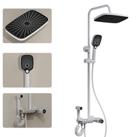 Ensemble de douche numérique mural en laiton chromé noir avec thermostat en céramique et robinet de douche poli pour villa
