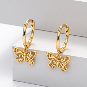 Pendientes de Plata 925 para Mujer, Pendientes de Aro con Dijes de Mariposa, Plata de Ley S925, Joyería Moderna para Mujer - Product Image 6