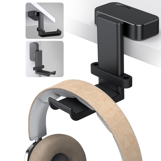 Lamicall DH01 Universal Headphone Holder Wall Mount Adhesive Hook Plastic Headset Hanger Under Desk Stand for Gaming Accessories