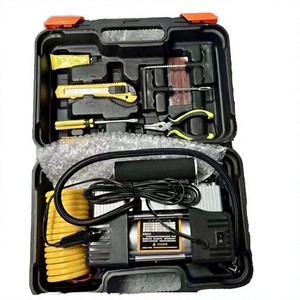 Pompe à <span class=keywords><strong>air</strong></span> en plastique monocylindre haute puissance <span class=keywords><strong>avec</strong></span> moniteur de pression des pneus pour pneus de voiture - Portable 12V - Product Image 4