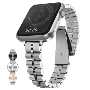 Correa de reloj de acero inoxidable de lujo dorada personalizada Coolyep para <span class=keywords><strong>Apple</strong></span> <span class=keywords><strong>Watch</strong></span> correa de acero inoxidable para iWatch Series 7 6 5 4 3 <span class=keywords><strong>2</strong></span> 1 SE - Product Image 6