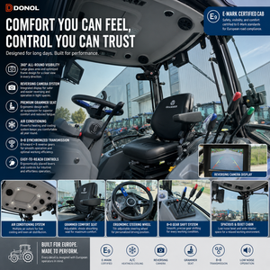 Tracteur utilitaire DONOL 75HP 4x4 avec moteur EURO V, certification COC, homologué CE, à boîte de vitesses shuttle, pour les marchés européens de taille moyenne - Product Image 5
