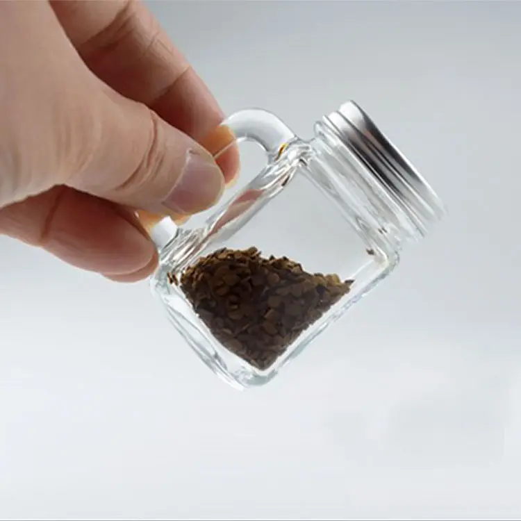 ONO versiegelte tragbare kleine Schnaps glasflasche Mini Food Jar Kaffee Honig glasflasche mit Griff und Deckel 35 ml 120 ml