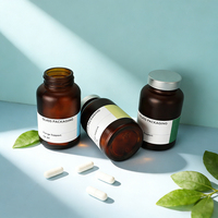 Flacon en verre ambré givré de 120 ml pour suppléments de croissance capillaire, flacons vides pour capsules avec étiquette privée et emballage en boîte