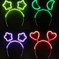 Grosir Headband Neon Glow in the Dark Custom, Bando Rambut Bintang Hati untuk Festival Rave Pesta Halloween, Pabrik Grosir
