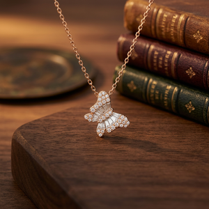Pendentif papillon en diamant synthétique de luxe plaqué argent et or, certifié IGI, design élégant, bijoux fins, cadeau pour femmes, style hip hop - Product Image 4