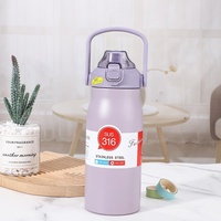 Bouteille isotherme en acier inoxydable 316 épaissie avec paille, grande capacité, design moderne, personnalisable, portable